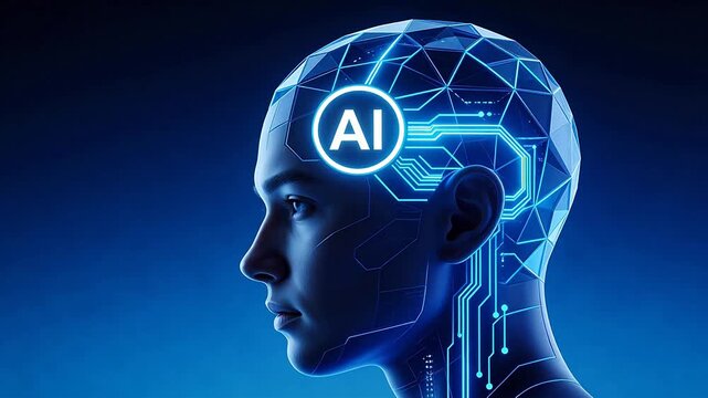 Human head with AI circuit design