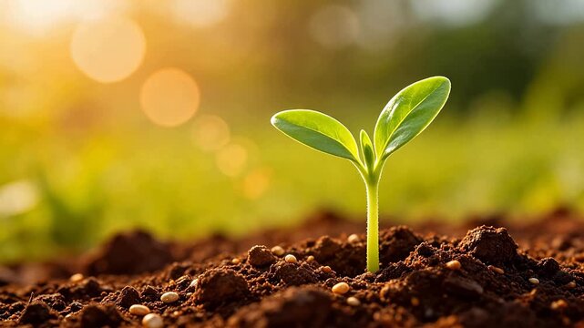 Young plant sprouting from soil