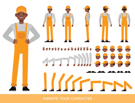 General maintenance and handyman service Character Constructor &ndash; Flat Design Vector Kit with Poses and Facial Expressions for Animation and Explainer Videos