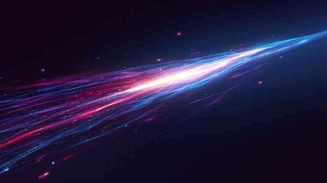 Dynamic abstract neon storm with electric blue and magenta line bolt and radiant glow