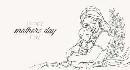 Obraz premium Mother's day illustration a tender moment of love and connection