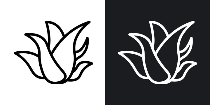 Aloe vera outlined icon vector collection.