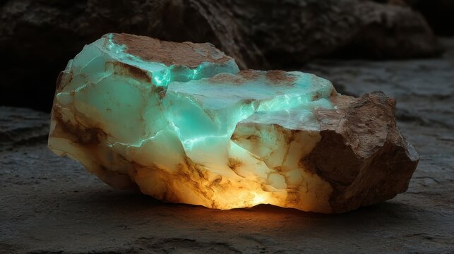Luminous rough opal matrix with captivating translucent glow and earthy textures