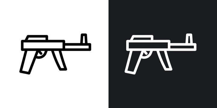 Automatic Gun outlined icon vector collection.