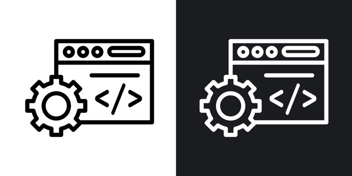 Backend outlined icon vector collection.