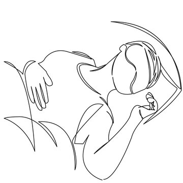 One; continuous; single; drawn; line; art; doodle; Isolated; image; outline; white background; single line; thin line; linear; one line; line art; contour line; hand drawn; continuous line; one contin