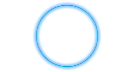 A bright blue neon circle glowing on a dark background © SkyLens Media