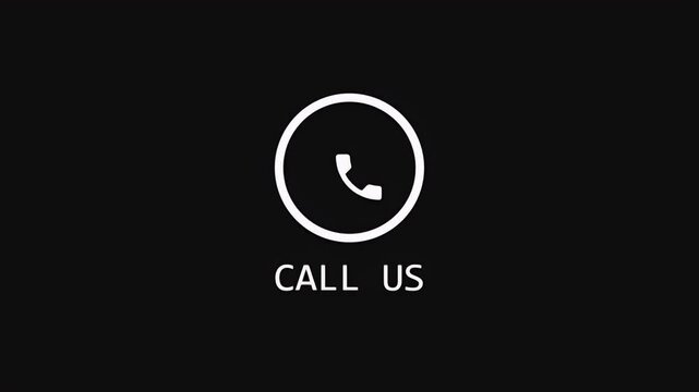 A minimalist white telephone icon with call us text displayed for customer support and business contact