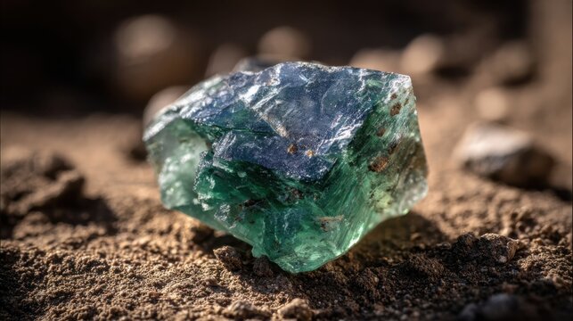 Uncut Rough Emerald Specimen with Visible Crystallization on Earthy Surface