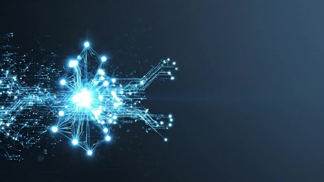 Futuristic SaaS banner with abstract data nodes clean modern tech background