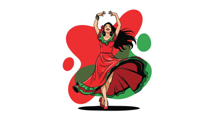 Fototapeta premium Woman dancing in colorful vibrant outfit