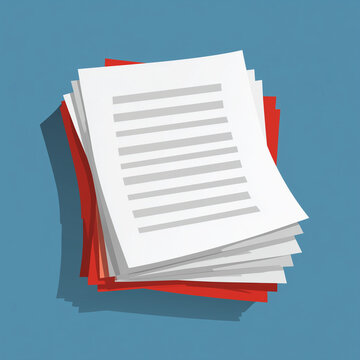 Stack of paper documents with red folders icon
