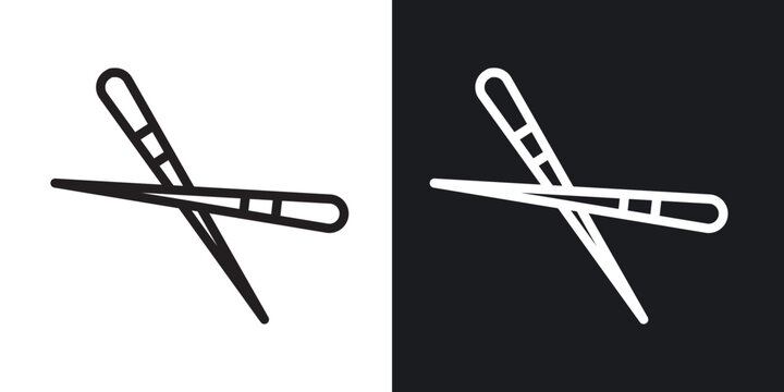 Chopsticks outlined icon vector collection.
