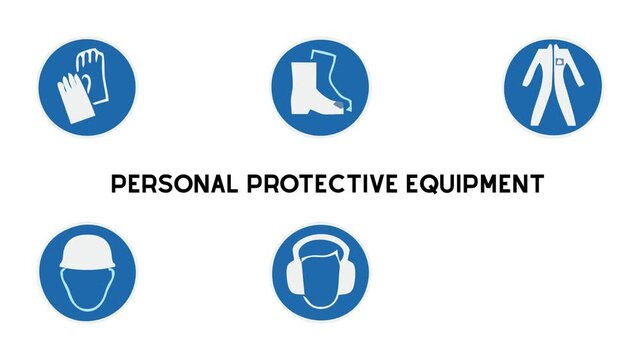 Illustrations of various personal protective equipment symbols used in workplaces for safety and compliance