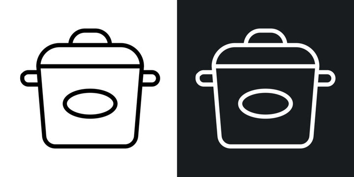 Crock pot outlined icon vector collection.