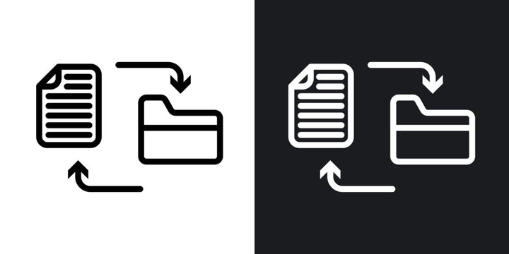 Data migration outlined icon vector collection.