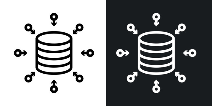 Data aggregation outlined icon vector collection.