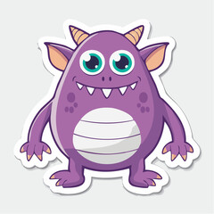 Naklejka premium Cute Purple Monster Cartoon Character