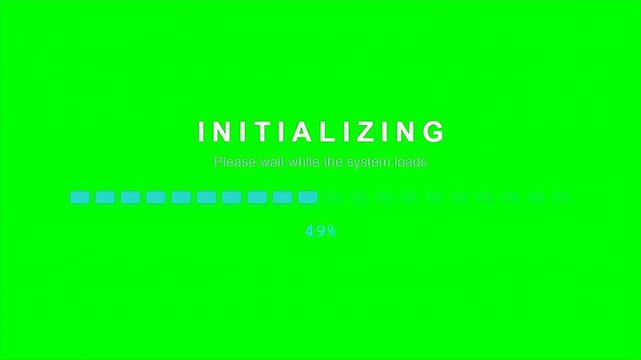 Software initializing screen featuring a blue progress bar and percentage counter as the system loads.