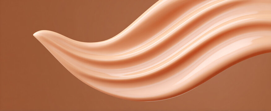 Creamy luxurious ripple texture flow of cosmetic product peach tint swatch 3D rendering