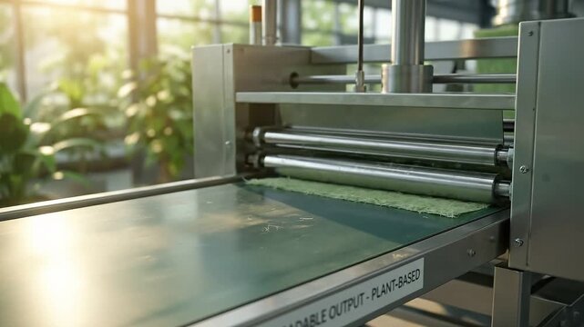 Sustainable Production: Biodegradable material production line in eco-friendly industrial facility
