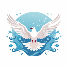 Obraz premium White Dove Flying Over Water Splash