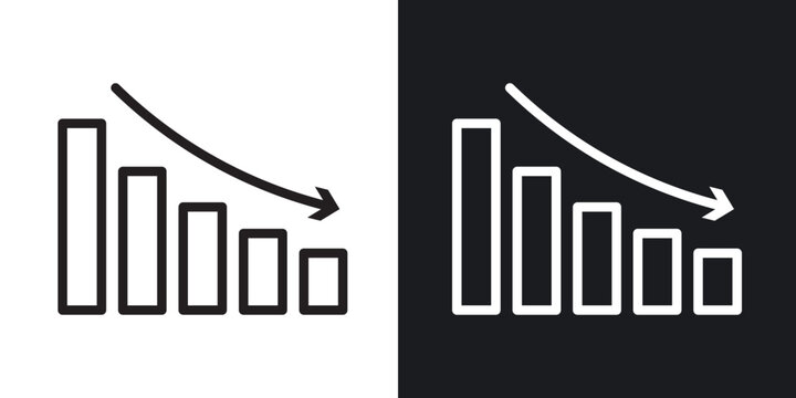 Decrease outlined icon vector collection.