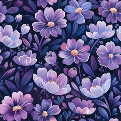 Obraz premium vibrant violet floral patterns,