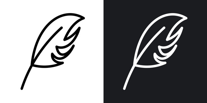 Feather outlined icon vector collection.