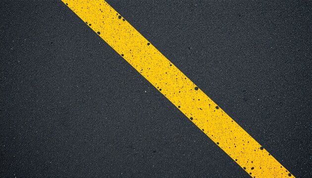 Bold yellow line on dark asphalt backdrop, perfect for directional cues in design projects, event signage, or informative presentations