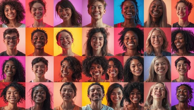 A Diverse Collection of Smiling Faces Representing Universal Joy and Connection for Any Project