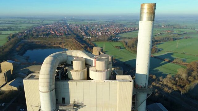 Aerial drone shot of the heavy industry site and logistics hub in Rugby United Kingdom.