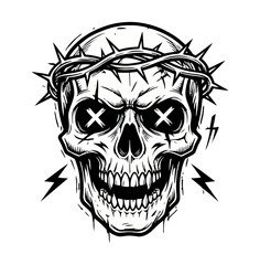 Fototapeta premium Black and White Vector of Skull 2