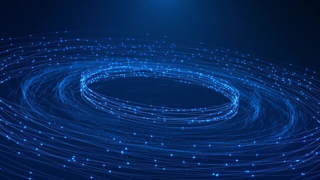 Digital Circular Data Stream Animation backgrounds., Rotating ring glowing particles modern circular Futuristic interfaces, technology intros, science visuals, energy themes 3D artificial intelligence