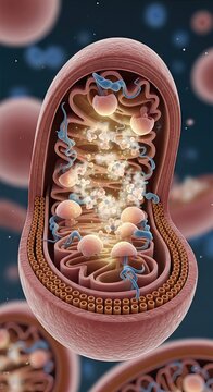 Mitochondrion, cellular organelle, essential energy production, eukaryotic cell structure, biological metabolism, folded internal membrane, cristae formation, matrix activity, ATP synthase.
