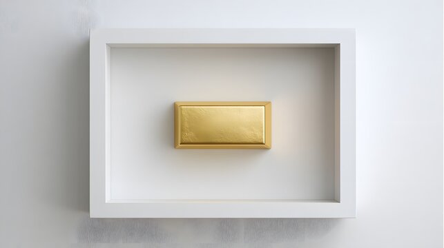 Top View of Single Shiny Gold Bar in White Frame