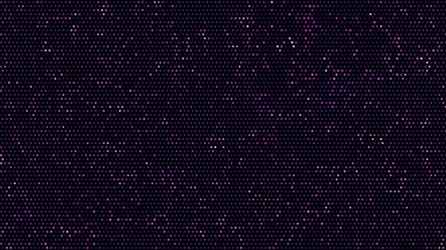 Abstract digital display pattern with flickering pulsating purple dots on a dark background, loopable animation