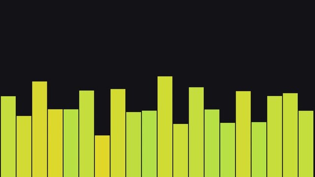 Vibrant lime green bars fluctuate against a deep black background, representing dynamic data movement or a digital audio equalizer visual.