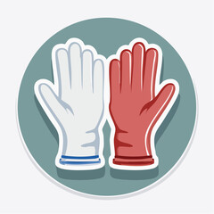 Fototapeta premium Pair of Cartoon Gloves, Red and White