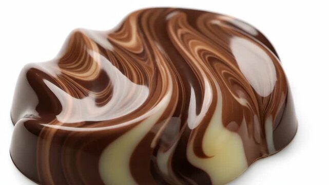 Close up of a decorative chocolate confection with swirls