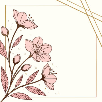 Minimalist Luxury Wedding Invitation Background with Elegant Floral and Gold Line Design