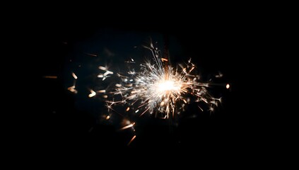 Fototapeta premium Sparkling Fireworks Display Against a Dark Night Sky, Festive Celebration.