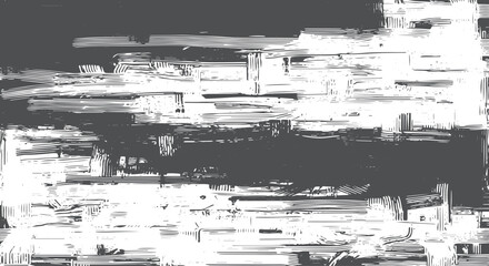 Fototapeta premium Black and white distressed grunge texture with horizontal brush strokes