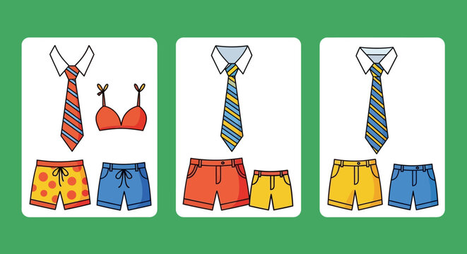 Colorful Cartoon Clothing Collection of Ties, Shorts, and Lingerie.