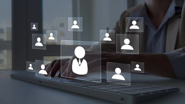 Digital human resources system for business operations management.Modern HR management covering recruitment,hiring,employee development,team work,performance and corporate growth.
