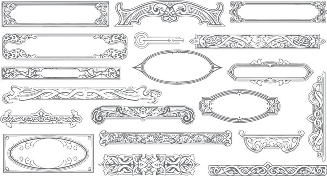 Collection of ornate vintage decorative frames and borders