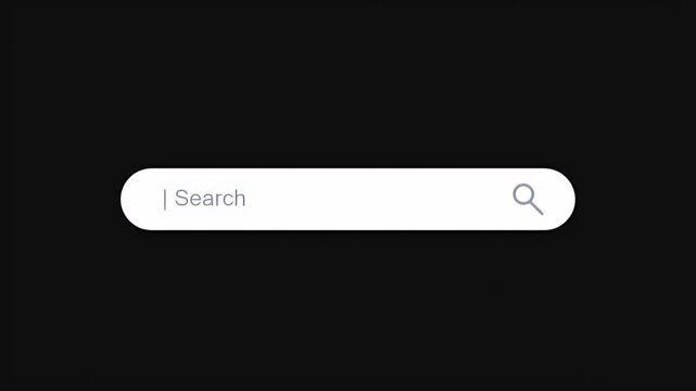 Minimalist white search bar with a blinking cursor and magnifying glass icon for modern website interface design