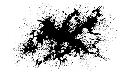 Obraz premium Black paint splatter on white background messy ink blots and splashes creative design element transparent background