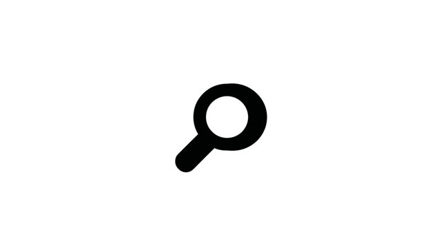 Black magnifying glass icon on white background, suggesting search or zoom functionality