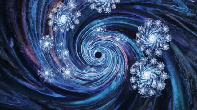 Abstract swirling vortex of energy and light in space.